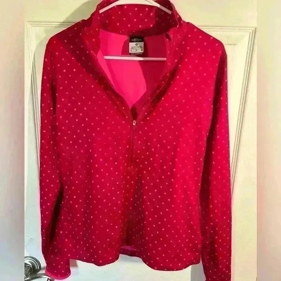 Nike Pro Dri Fit 1/2 zip reddish/dark pink with light pink accents. Size Medium. - Picture 1 of 11